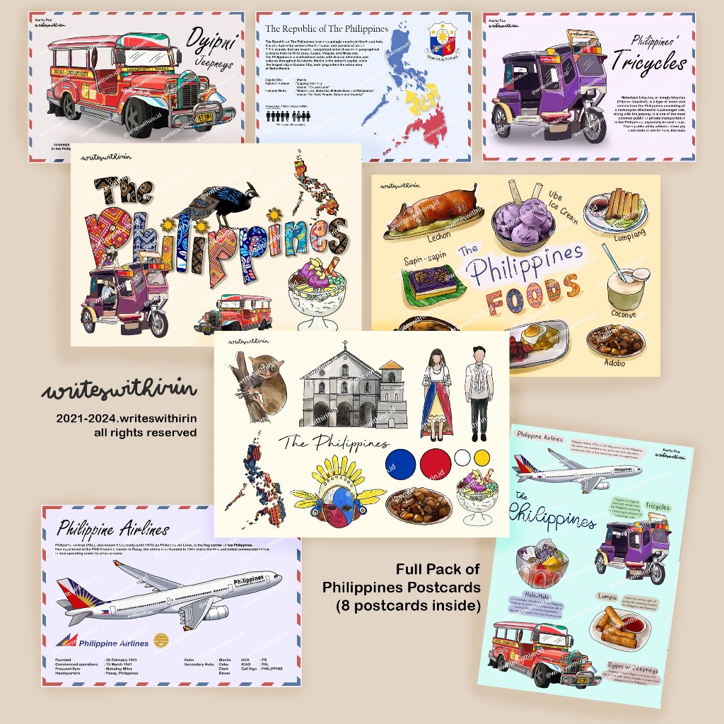 

SLM7 (writeswithirin) Full Pack of the Philippines Postcard (8 Postcards)