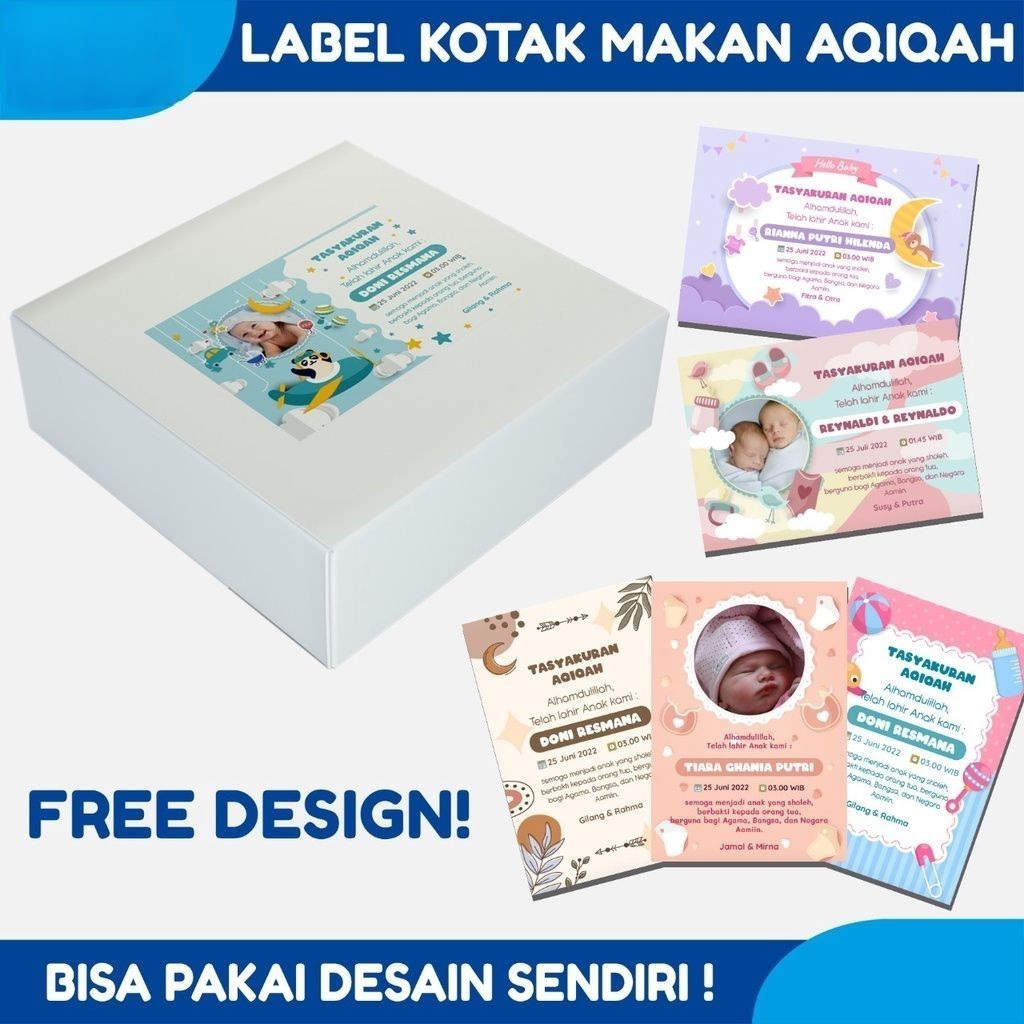Sticker Nasi Box  Tasyakuran Khitan Kehamilan Bayi Stiker Label Makanan Nasi 4 bulanan  7 Bulanan Syukuran Ibu Hamil  Khitanan Custom