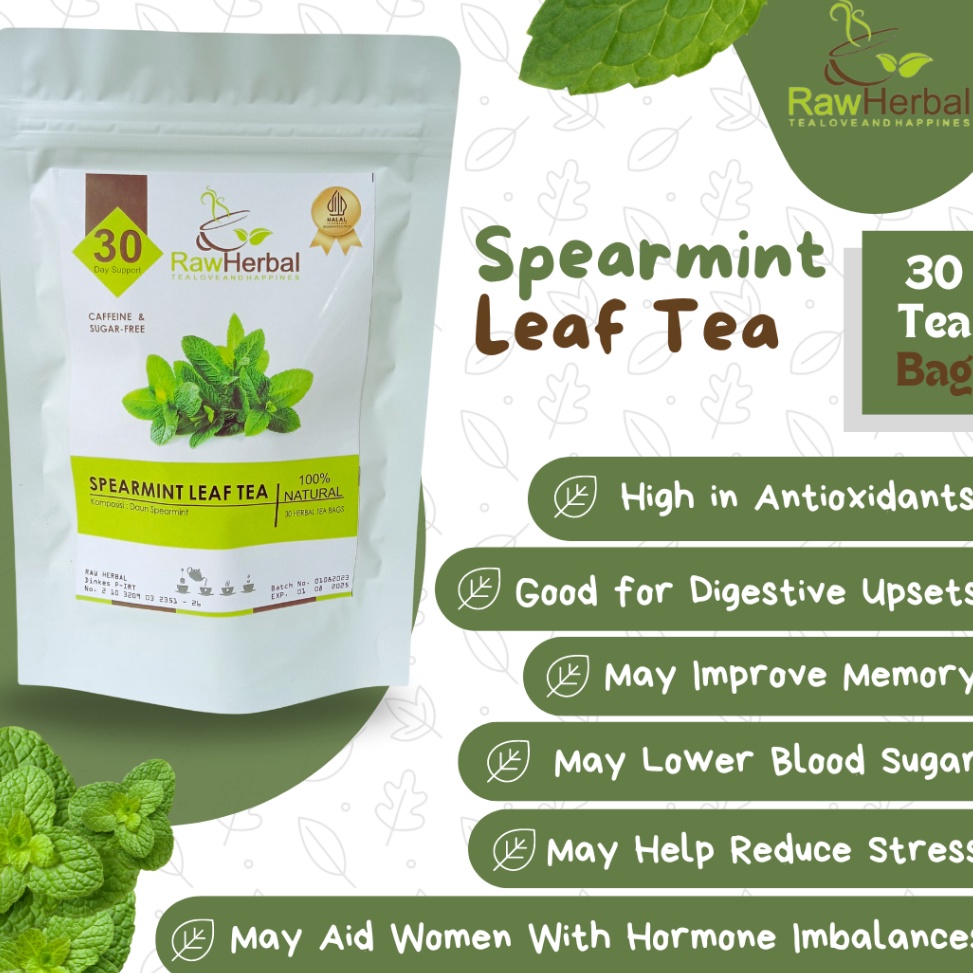 

READY STOK Spearmint Leaf Tea Teh Daun Spearmint Isi 3 Tea Bag