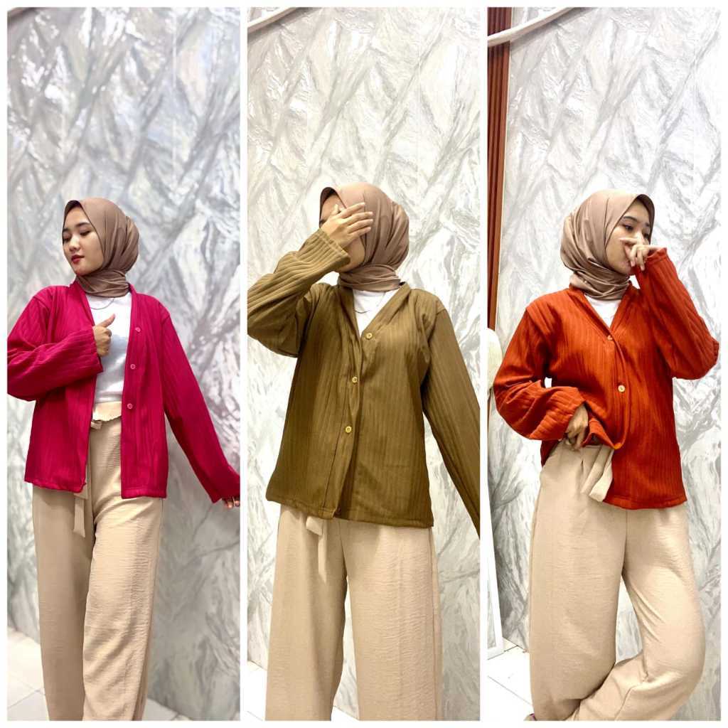 Crop Cardigan Wannes Bahan Knit Premium / Outer Top Knitwear