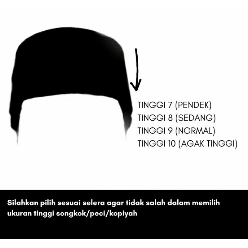 SONGKOK HITAM POLOS TINGGI 9 dan 8 PECI POLOS KUALITAS BAGUS HARGA MURAH