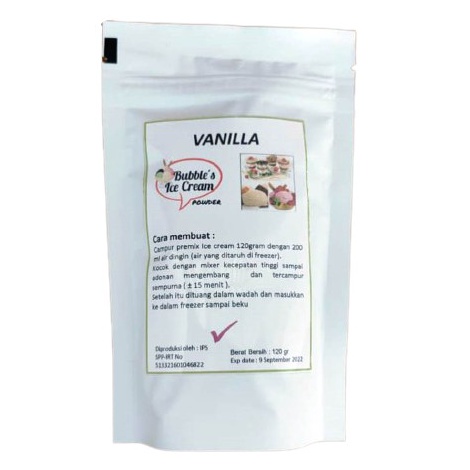 

PALING AMPUH Bubbles Ice Cream VANILLA 12gr premix instant powder frizco VANILA bubuk es krim