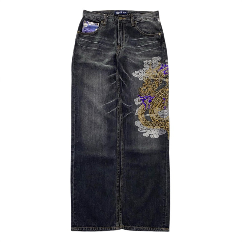 VINTAGE SUKAJAN JAPANESE BAGGY BLACK WASH JEANS