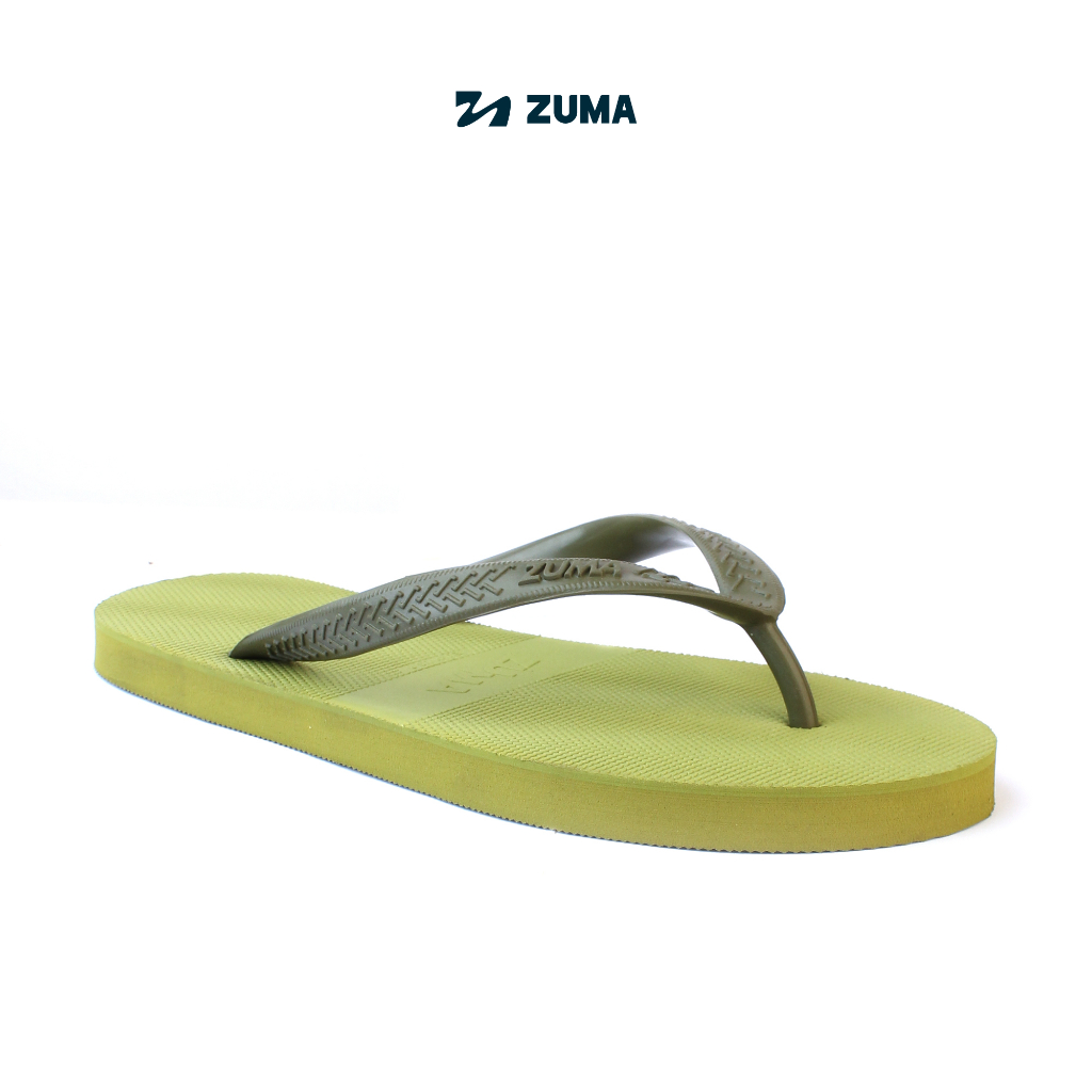 Zuma Men Classic 36 Earth Series Olive, Sandal Jepit Pria Karet Polos, Hijau