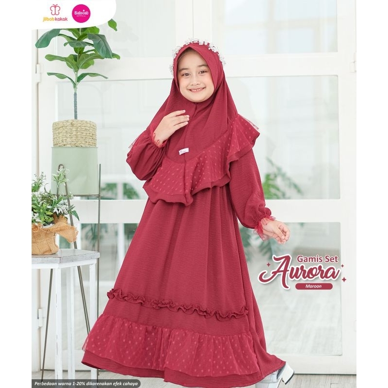 Babyjab Gamis Set Aurora Gamis Muslim Anak Perempuan Cringkle Premium
