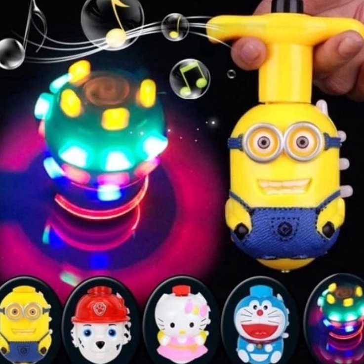 Gasing lampu Mainan Anak Gasing beyade lampu Karakter Kartun Lampu dan Musik