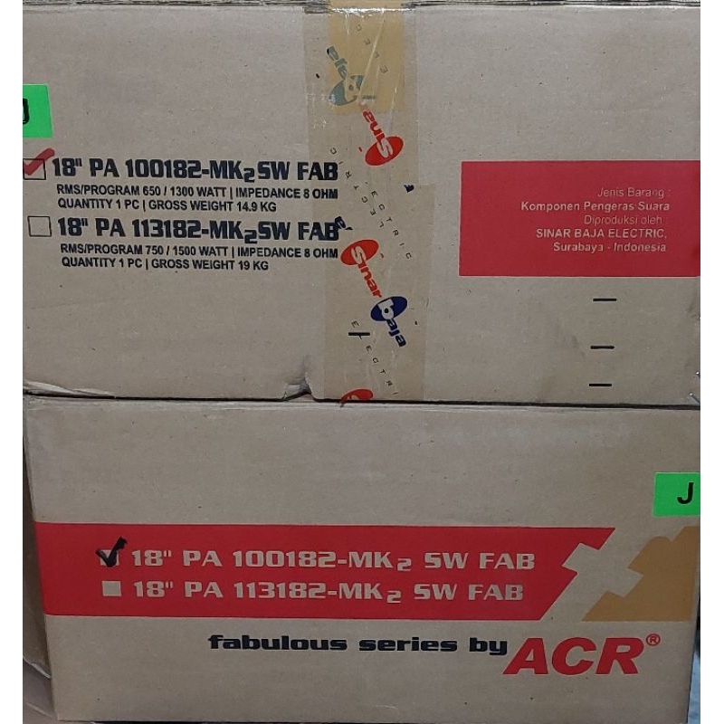 Speaker Merk ACR Fabulous 18 inch Kode 100182 /1300 watt