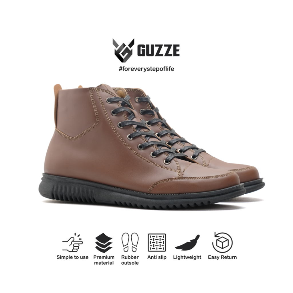 Sepatu Semi Boots Casual Pria Guzze Dexter Brown
