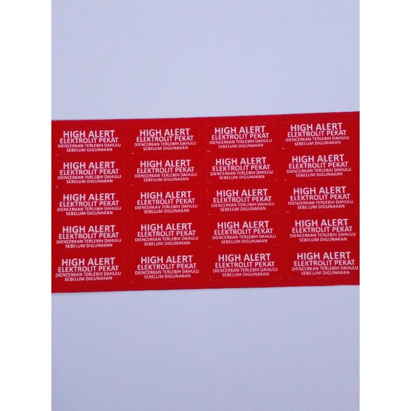 stiker label High Alert Elektrolit Pekat