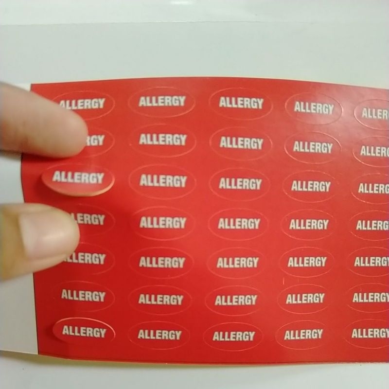 

stiker label allergy oval