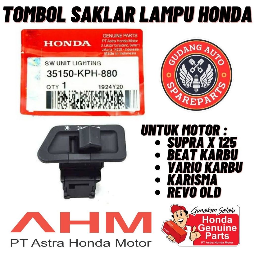 ORIGINAL AHM SAKLAR TOMBOL LAMPU ON/OFF KARISMA VARIO SUPRA X 125 BEAT KARBU