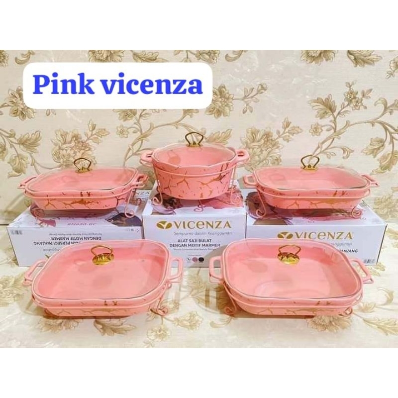 SET PRASMANAN MARBLE PINK VICENZA 4+1