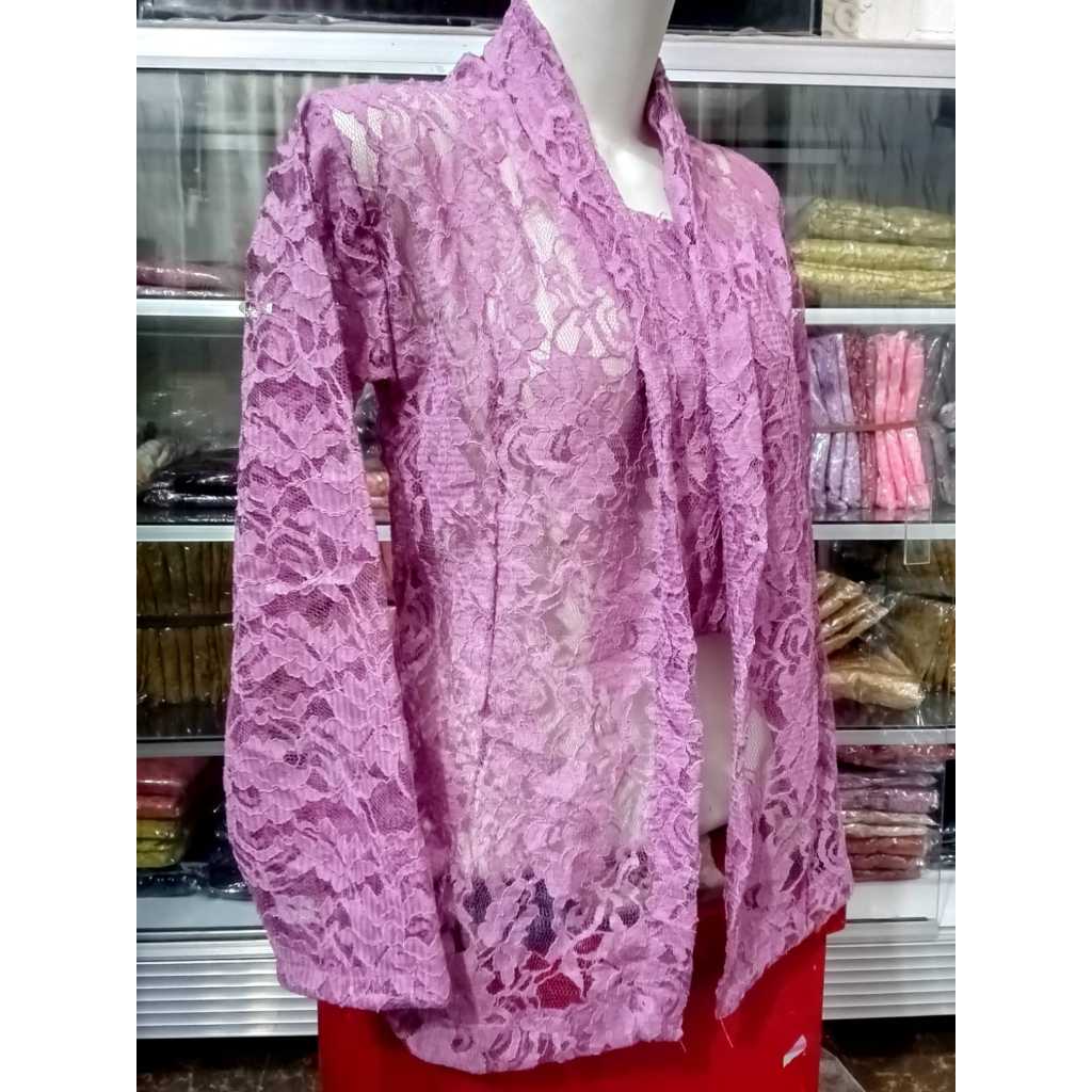 kebaya tradisional burkat kutubaru tanpa kancing lengan panjang/baju atasan nenek jama dulu model ke