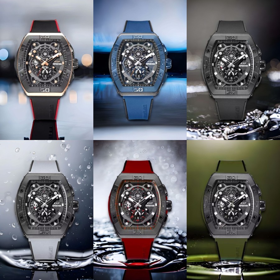 Jam Tangan Pria Expedition E6800 / EXP 6800 Original Garansi Resmi 1 Tahun - Tali Rubber