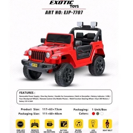 mainan anak mobil aki anak exotic Mobil aki Exotic EJP-7707 “JEEP” 7707 EJP-7707