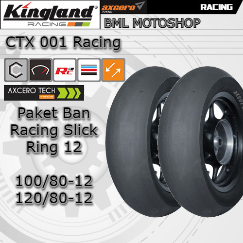 Paket Ban Scoopy Racing Slick Sepasang 100/80-12 dan 120/80-12 Kingland CTX Harga 1set Ban Botak Rac