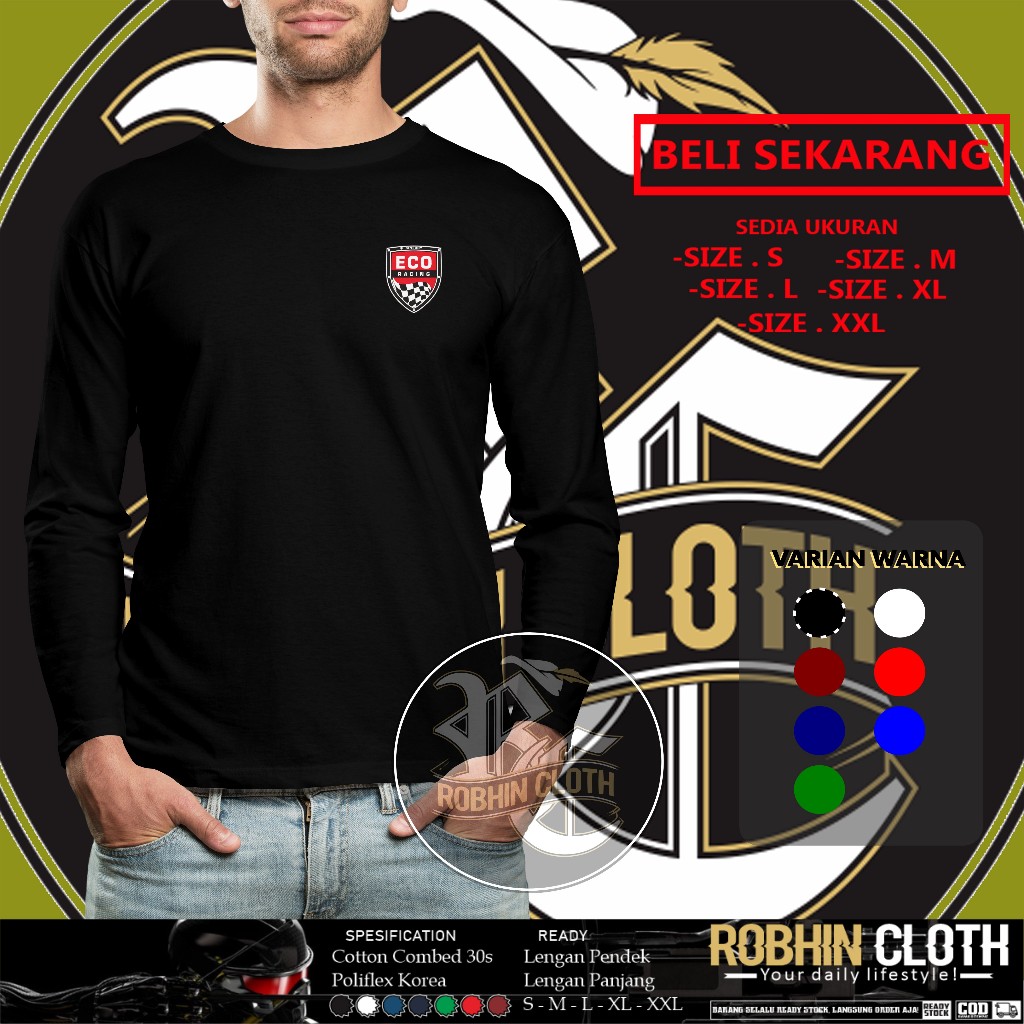 Kaos Eco Racing Logo v2 Lengan Panjang Baju Otomotif