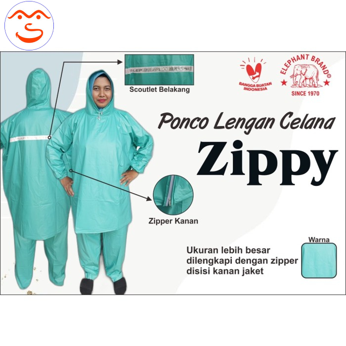 Elephant Brand Jas Hujan Ponco Lengan Celana Zippy