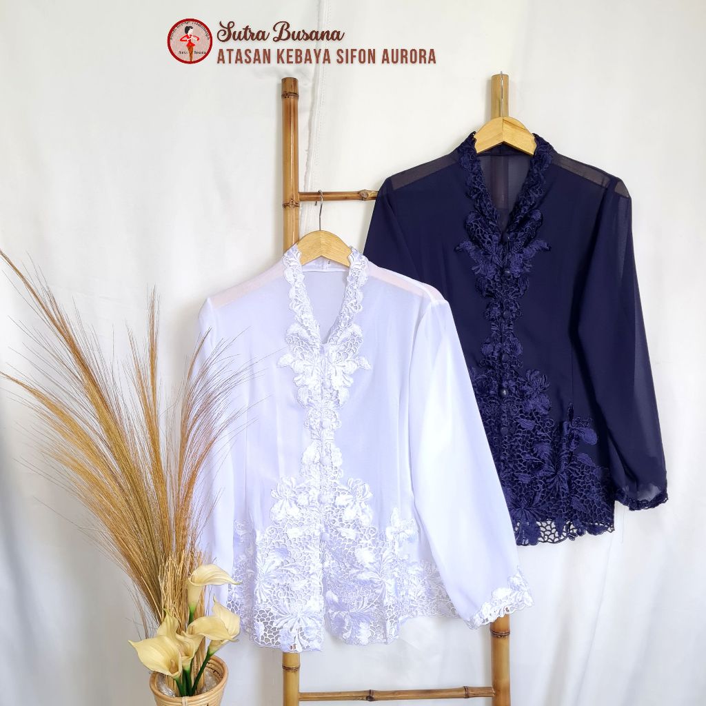 Pusat Bordir Tasikmalaya - Kebaya Encim Bordir Sifon Aurora kerancang solo tangan panjang