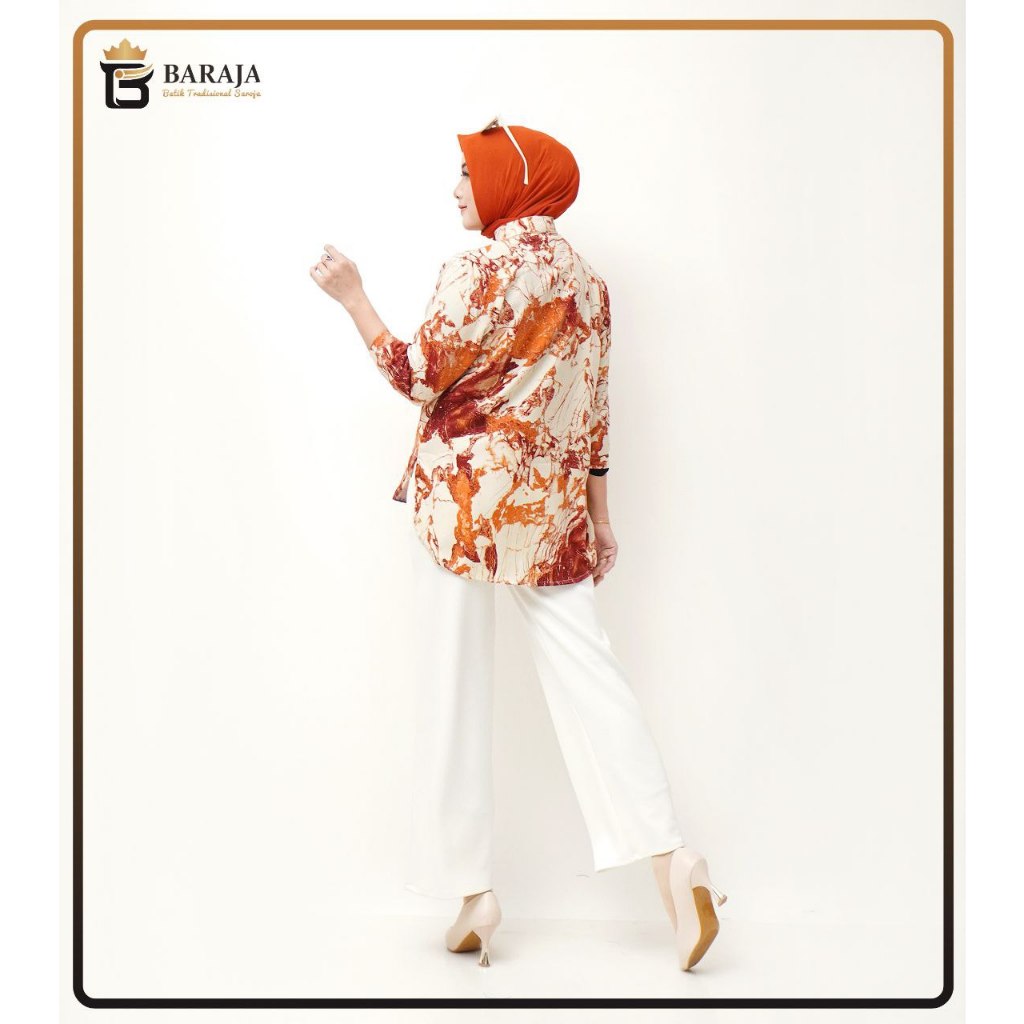 Blus Abstrak | Atasan Wanita Motif Flower | Blose Cewek Lengan Panjang | Atasan Wanita Import | Blus