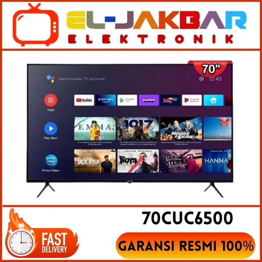 Led Tv Coocaa 70CUC6500 70 Inch Smart Android Tv CUC6500 4K Garansi R