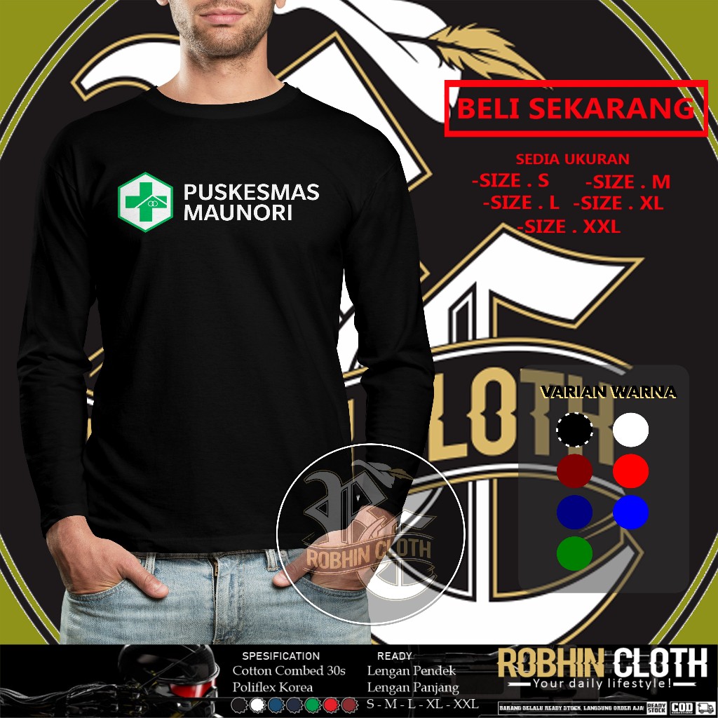 Kaos Puskesmas Logo Request Nama Instansi Lengan panjang Baju Distro