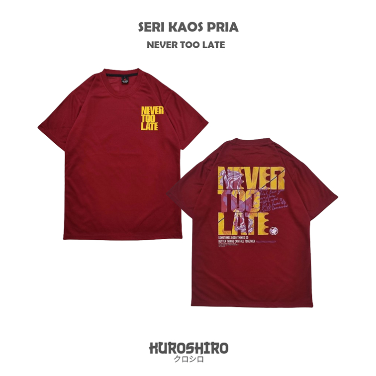 KUROSHIRO - Kaos Laki Laki Never Baju Pria Dewasa-MAROON