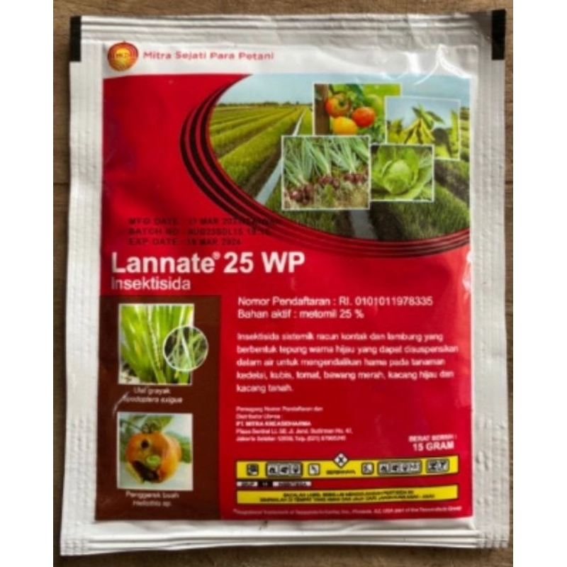 INSEKTIDA ULAT LANNATE 25 WP 15 GRAM Pembasmi ulat daun, batang, buah dan lalat buah
