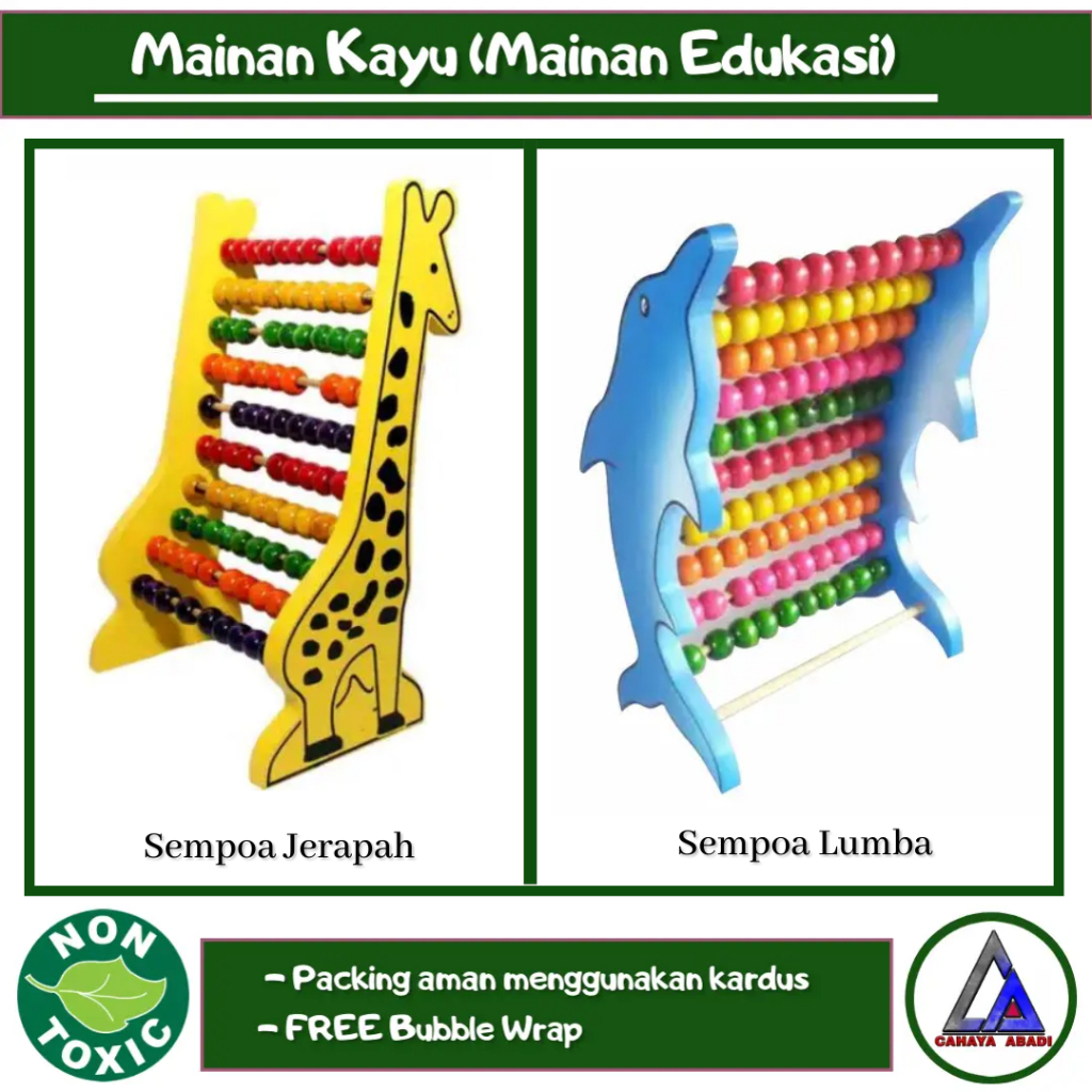 Mainan Kayu Sempoa Berhitung Sempoa Jerapah Sempoa Lumba