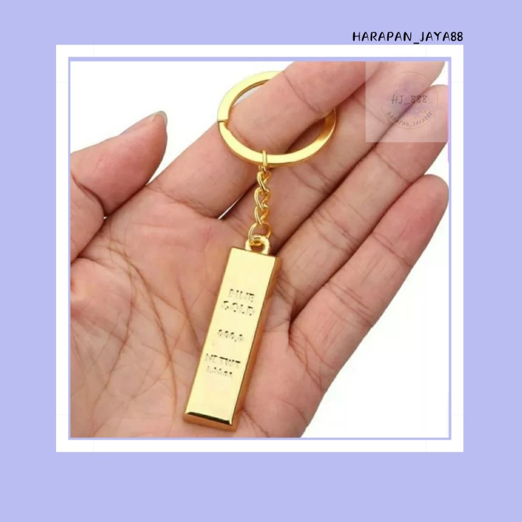 Gantungan Kunci Emas Batangan Gold Bar Replika Bahan Logam/Fine Gold Bar