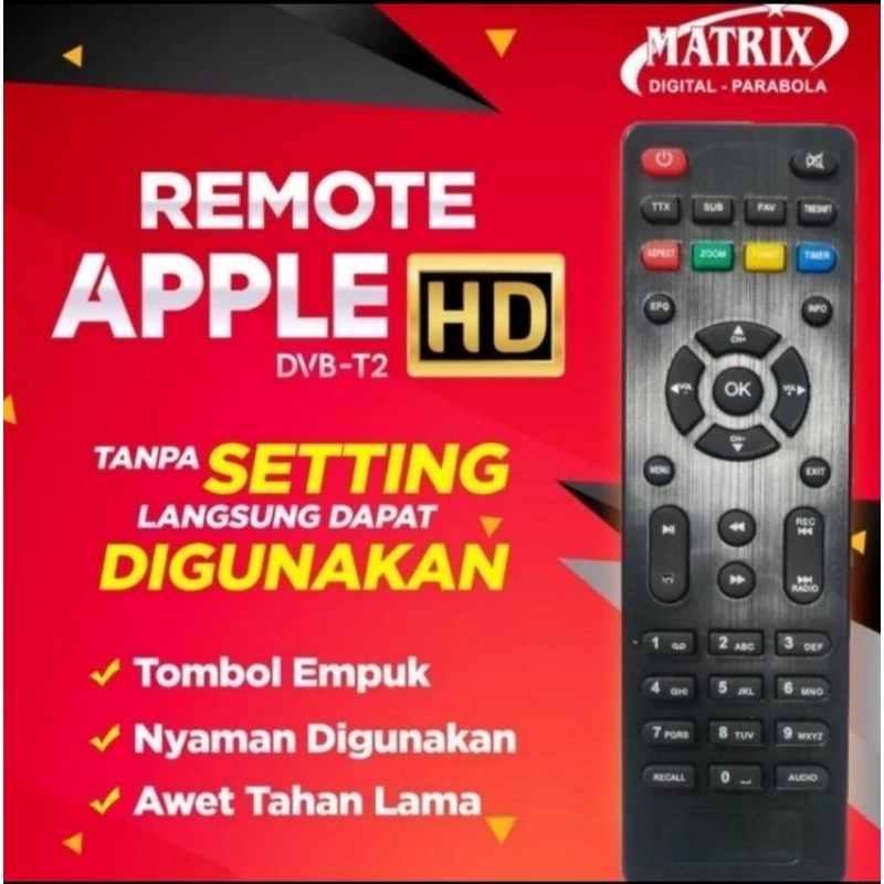 Remote Asli Original STB DVBT2 Matrix Apple Merah dan Matrix burger