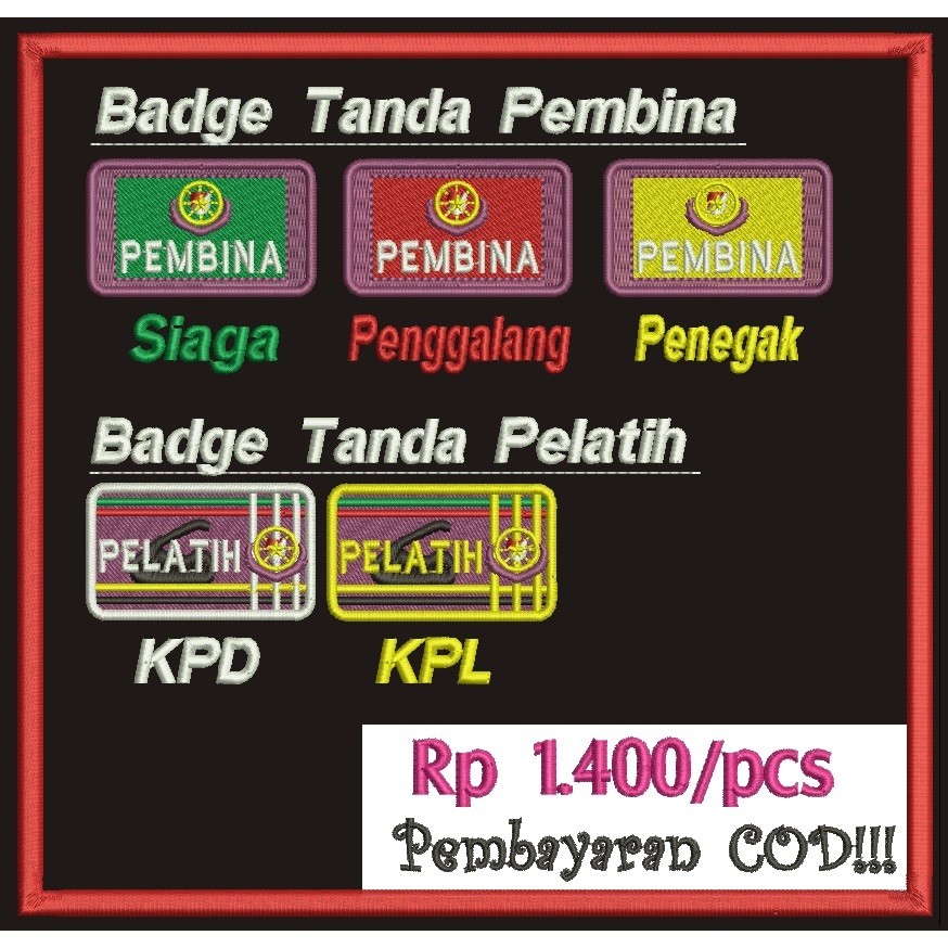 Badge Tanda Mahir Pelatih & Pembina Pramuka (bordir)