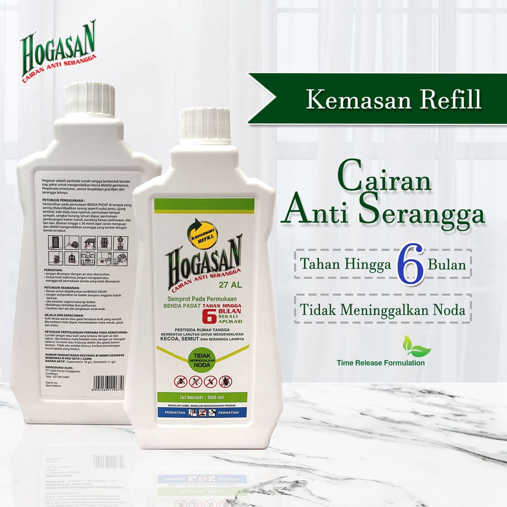 Hogasan Kemasan REFILL 500ml Cairan Anti Serangga/tungau/kutu
