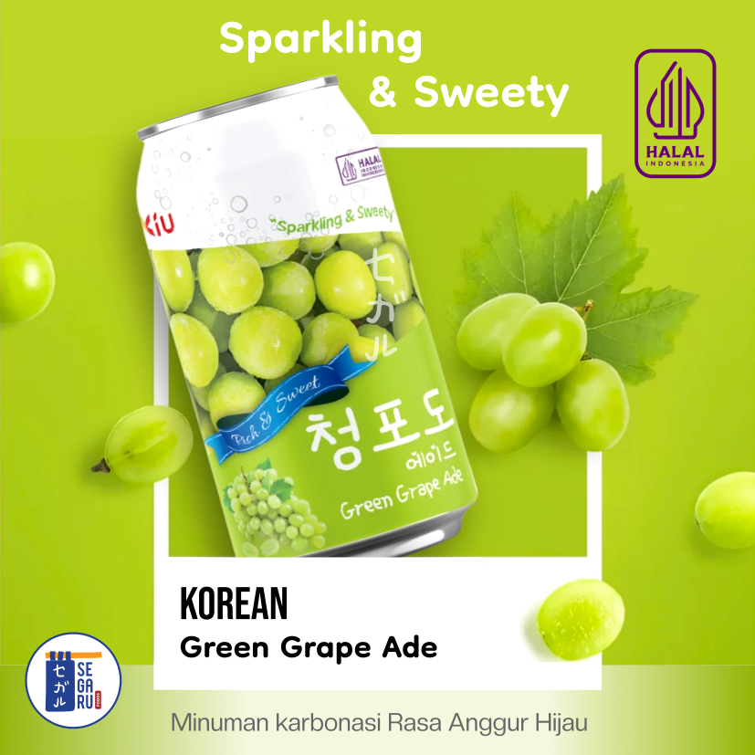 

KORINUS Green Grape Ade Minuman Soda Korea Halal 350ml