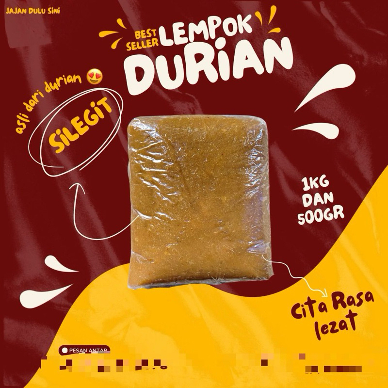 

Lempok Durian asli tanpa campuran khas pontianak (bulat)
