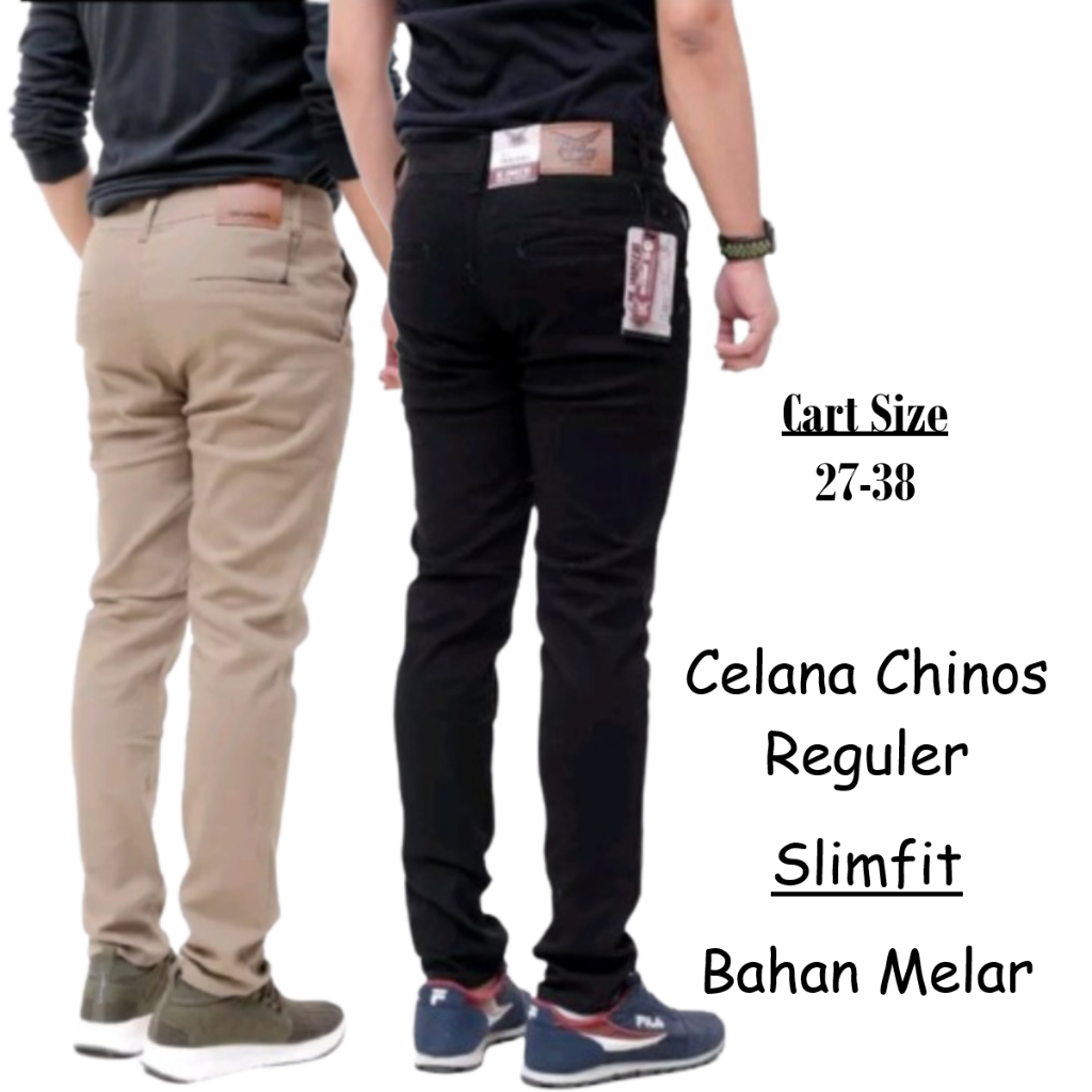 Celana Chinos Reguler Bahan Melar Kain Katun Twil Combed Cocok Untu Kantor dan Outdoor