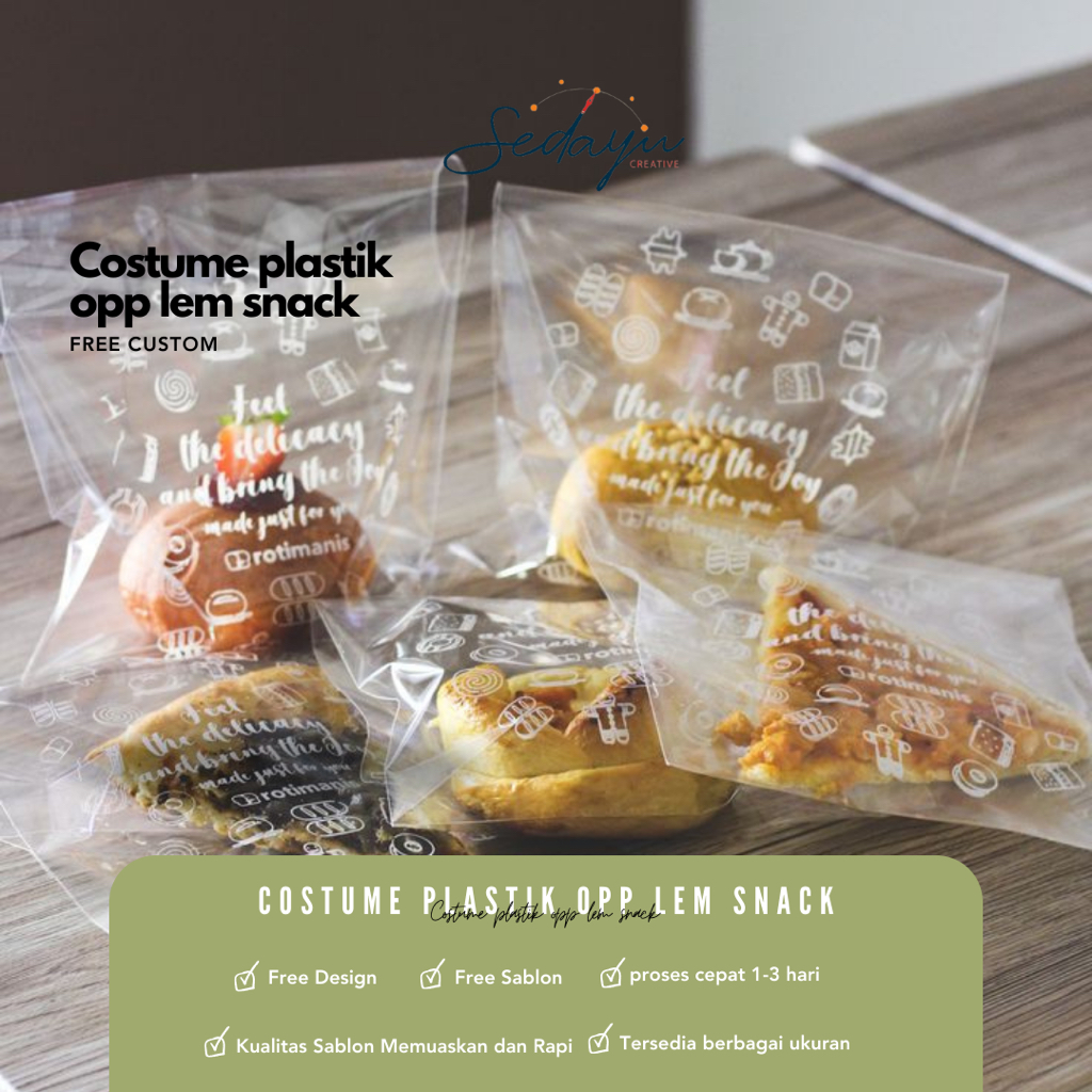 Costume Plastik Opp Roti | Costume Sablon Plastik Snack Murah | Costume Plastik Snack Kemasan Aesthe