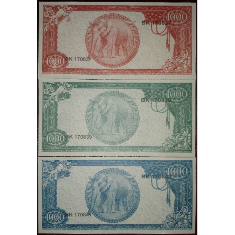 Uang souvenir 1000 sukarno gulung melengkung gambar hewan gajah