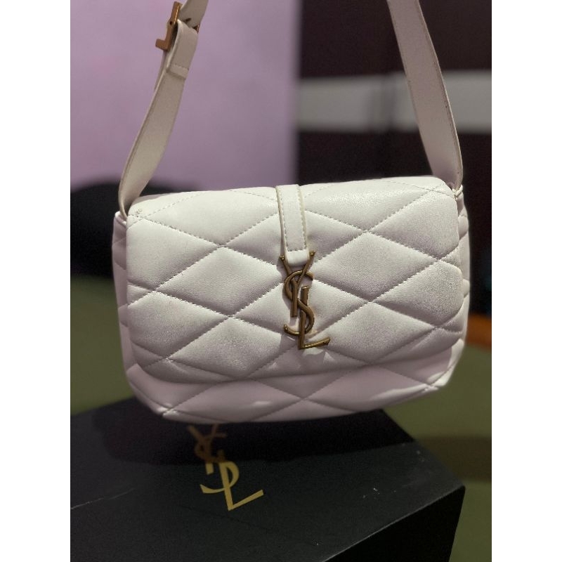 (PRELOVED) TAS YSL LE 57 QUILTED LEATHER HOBO BAG - WHITE