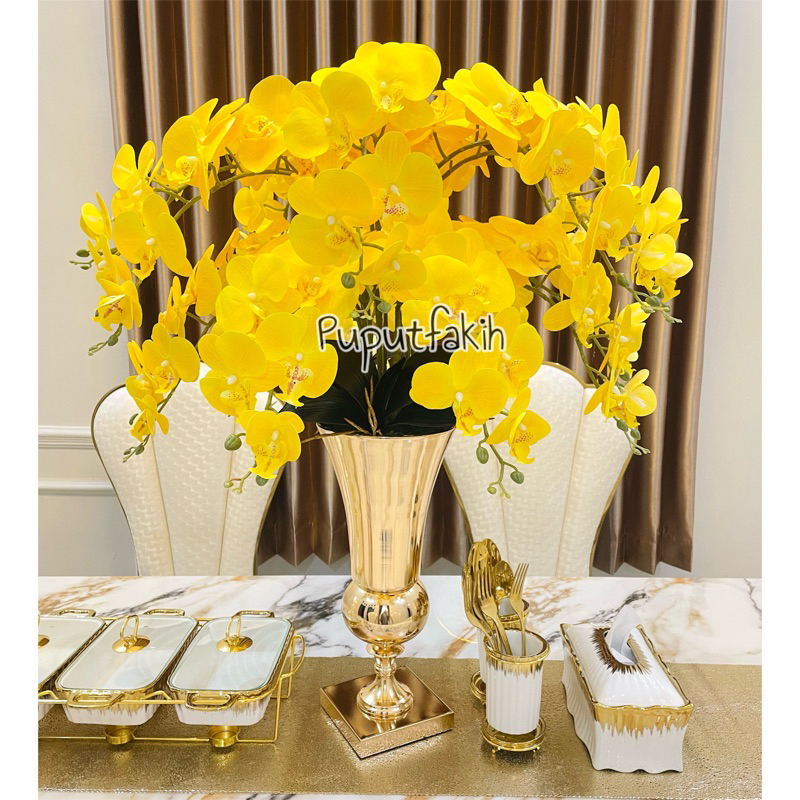 Vas dan anggrek latex  Flower Vase Gold / stainless Dekorasi Mewah Style Gold / Vas Bunga Gold / Vas