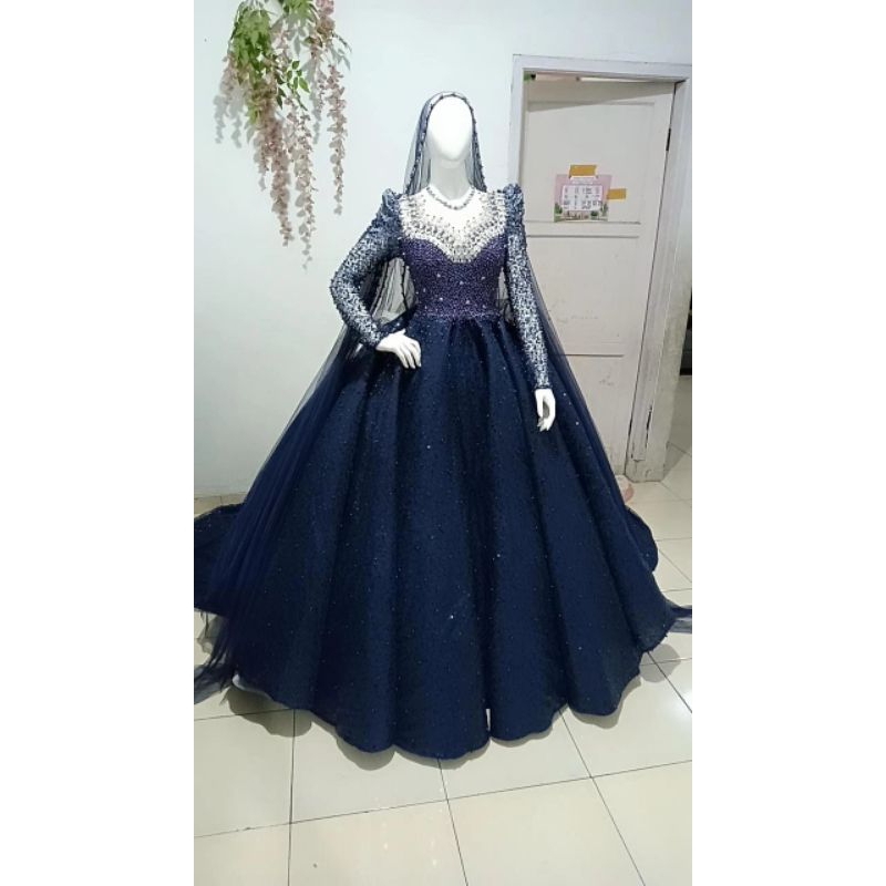 Gaun barbie navy/gaun mewah/gaun ngembang/gaun viral/navy