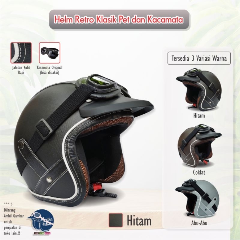 HELM BOGO RETRO CLASSIC DEWASA FREE KACAMATA VESPA COWO DAN CEWE