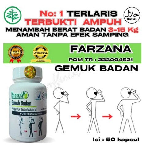 Kapsul Obat Farzana Gemuk Penggemuk Badan Ampuh Permanen 100% Asli Original BPOM