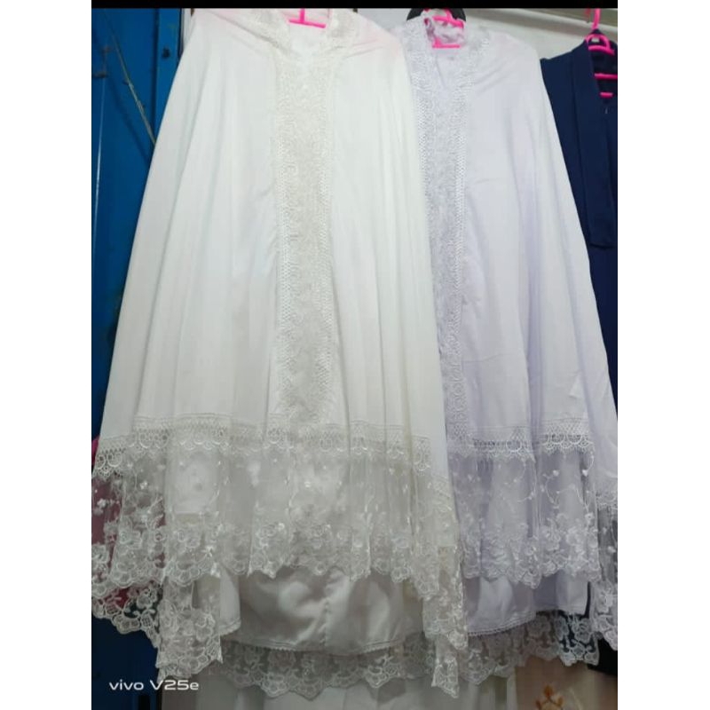 Mukena putih rendah bahan katun mikro premium adem+tas