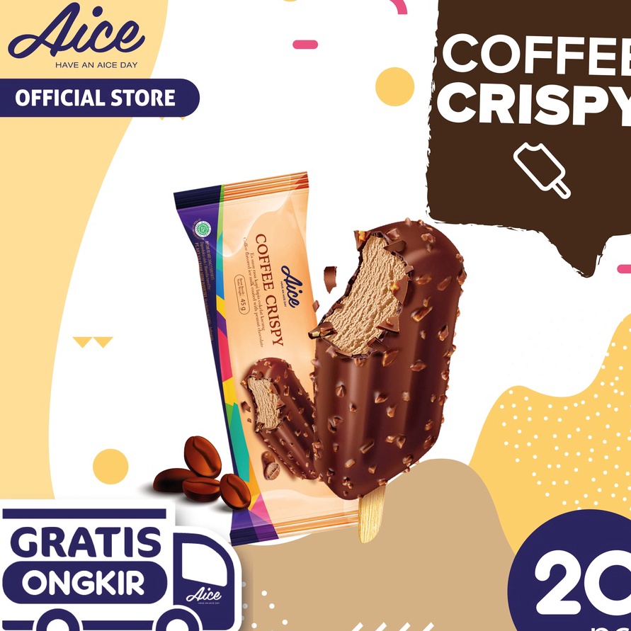 

STOK SIAP COD Paket Aice Ice Cream Coffee Crispy Es Krim isi 2 pcs Eskrim rasa Kopi