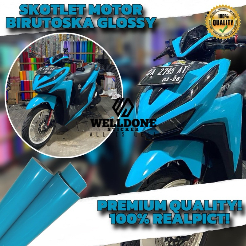 skotlet motor biru toska glossy stiker birumuda glossy variasi motor