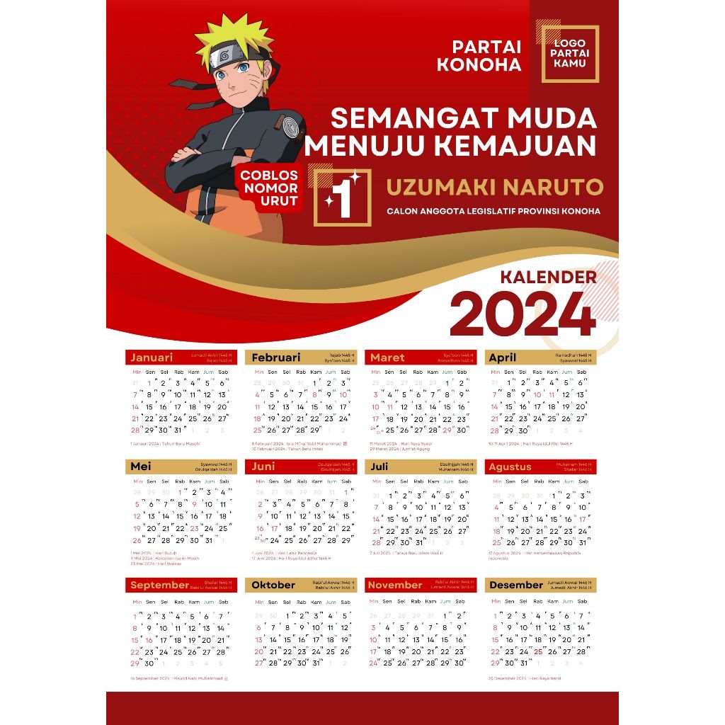 

Kalender 2024 Custom CALEG / UMKM (6 pcs)