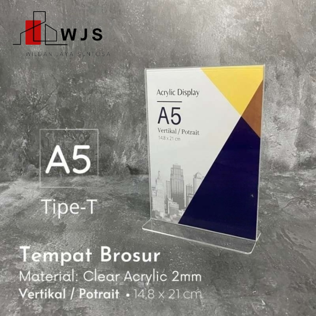 

Tempat Brosur Akrilik Tent Card Holder Portrait T Ukuran A5 - Display Standing Holder