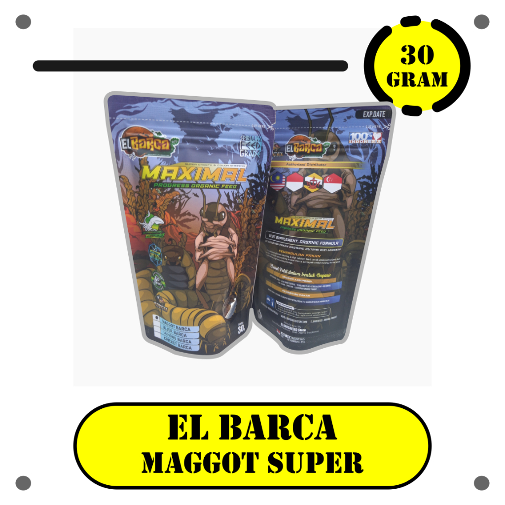 MAGGOT BARCA [SUPER GROWTH++] MAGGOT BSF 30gr BUNGA BOOSTER - Pakan Ikan Channa, Arwana, Louhan, Reptile &amp; lainnya
