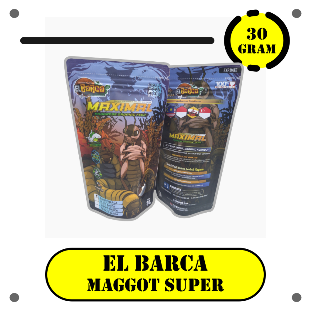MAGGOT BARCA [SUPER GROWTH++] MAGGOT BSF 30gr BUNGA BOOSTER - Pakan Ikan Channa, Arwana, Louhan, Rep